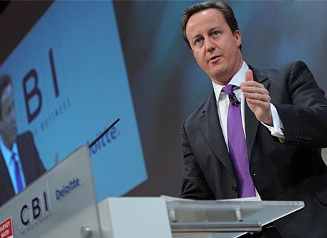 Prime minister David Cameron speaks at the CBI annual conference